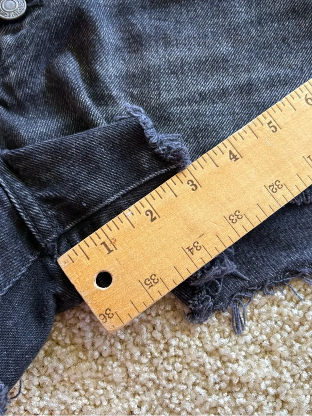 Abercrombie & Fitch Black Denim Button Fly‎ Cutoff Shorts Natural Rise Size 28/6